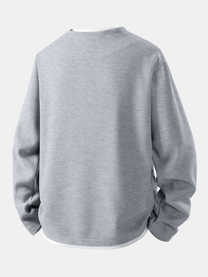 Relax Fit Long Sleeve 2 In 1 Waffle T-Shirt & Relax Fit Straight Leg Jersey Cargo Pants