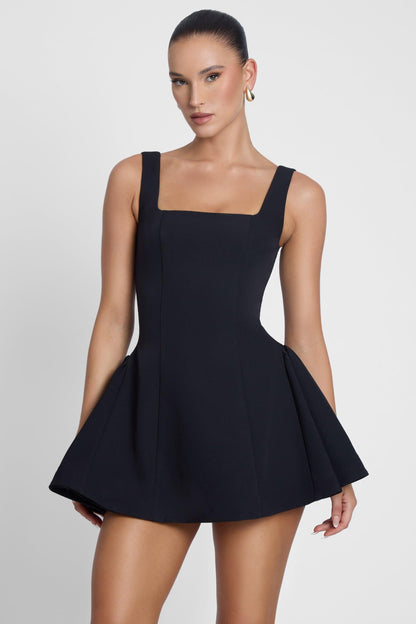 Ysabelle Babydoll Corset Mini Dress - Black
